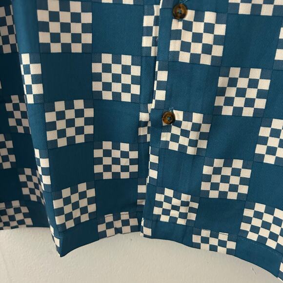 Bogey Boys Men's Blue Big Check Button Front Golf Retro Look Shirt L Large New - Picture 2 of 7